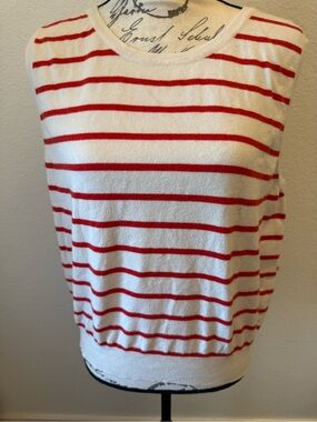 Active USA White Tank Top with Red Stripes